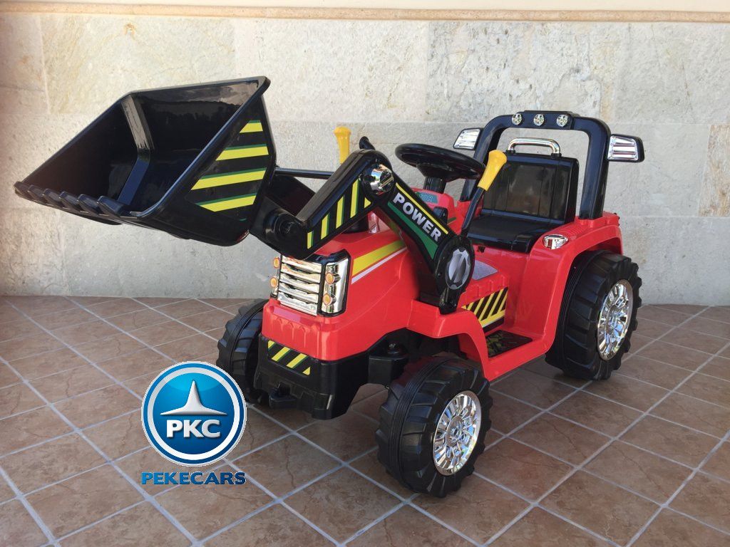 Tractor eléctrico para niños con pala excavadora delantera 12V